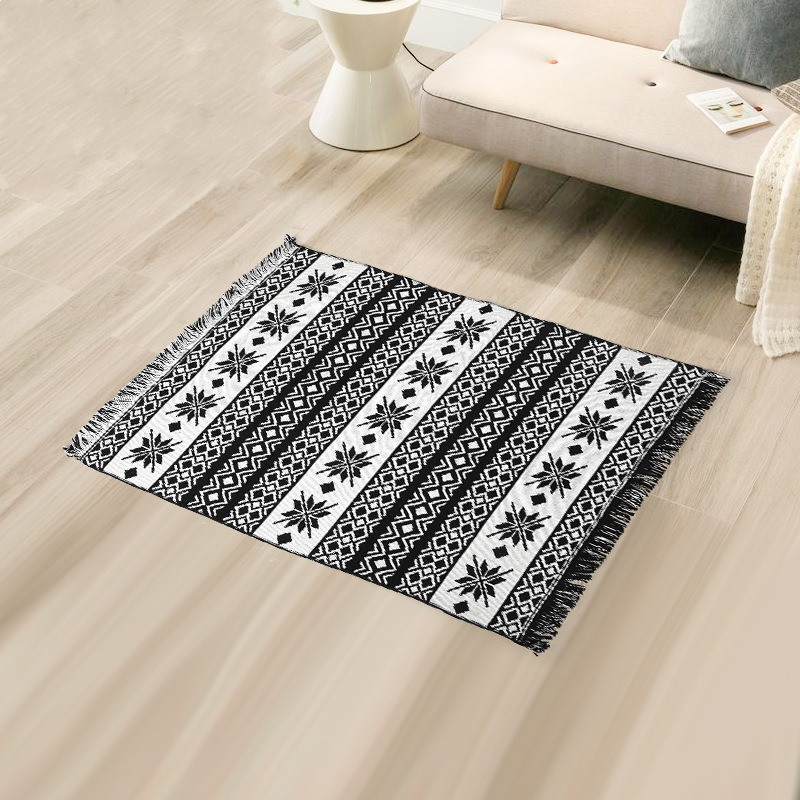 棉麻流苏地垫棉线编织地毯摩洛哥风进门垫客厅卧室床边垫