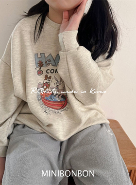 RQMM韩国童装25春款minibonbon男女童卡通可爱软糯百搭卫衣