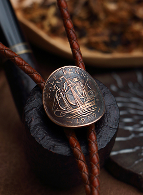 几合 BOLO TIE阿美咔叽项链美式中古配饰领结皮绳复古波洛领带男