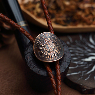 中古配饰领结皮绳复古波洛领带男 TIE阿美咔叽项链美式 几合 BOLO