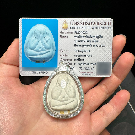 泰国佛牌 龙婆多庙出 众师版 2535年必打佛掩面佛吊坠带萨玛空卡