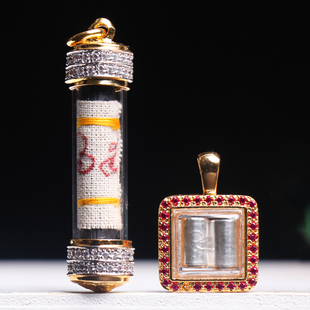 泰国佛牌阿赞奥七晚不孤单塔固千随塔固乌鸦管镀金壳纯银壳吊坠