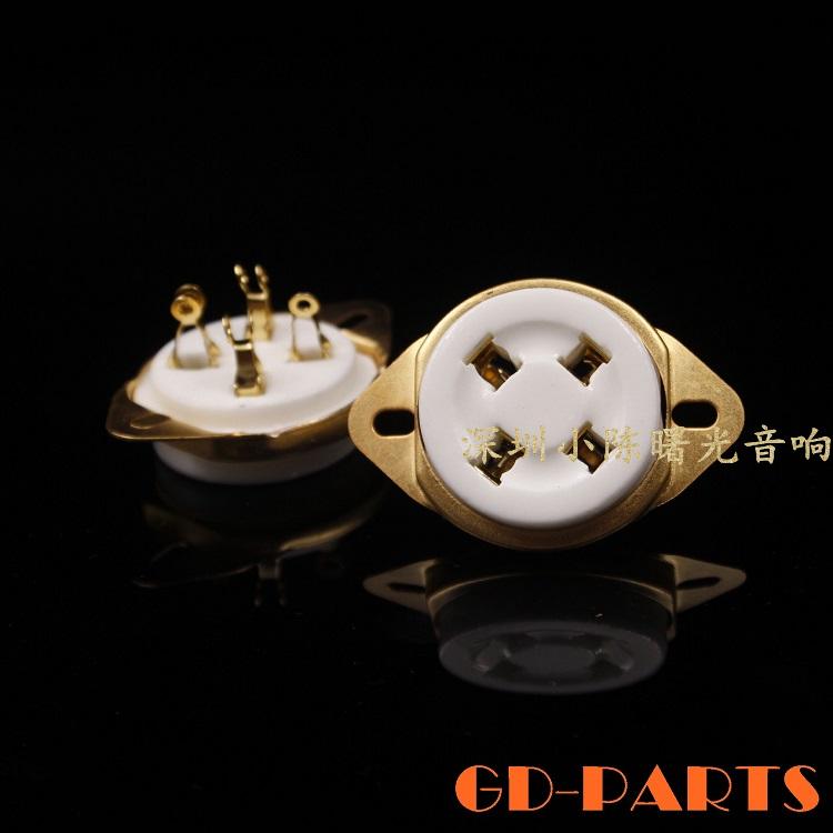 陶瓷四脚电子管管座4脚电子管插座300B 2A3 811搭棚用磷铜镀金脚