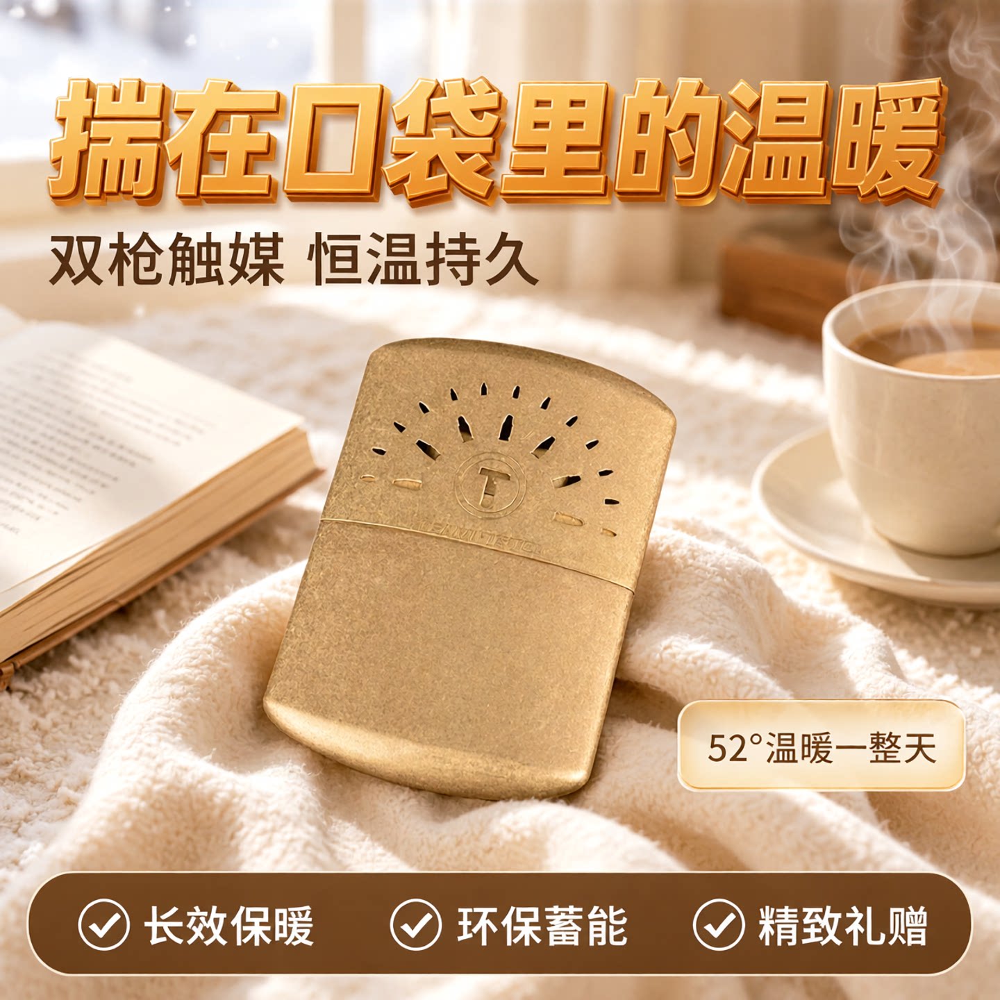【祝融火具】双枪怀炉铜触媒随身携带暖手宝保暖神器学生女生礼物