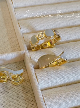 Little Daisy高级灰老钱风时髦知识分子优雅百搭简约高级开口戒指