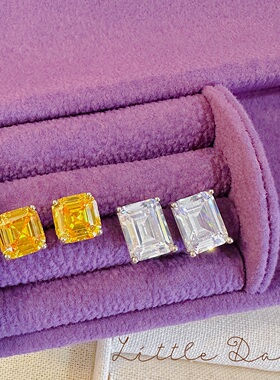 Little Daisy好莱坞风时髦 高透简约百搭贵气欧美925银针气质耳钉