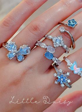 设计感戒指破碎感蓝宝石小众