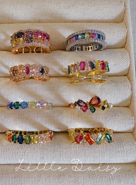 戒指珠宝镂空指环彩色宝石