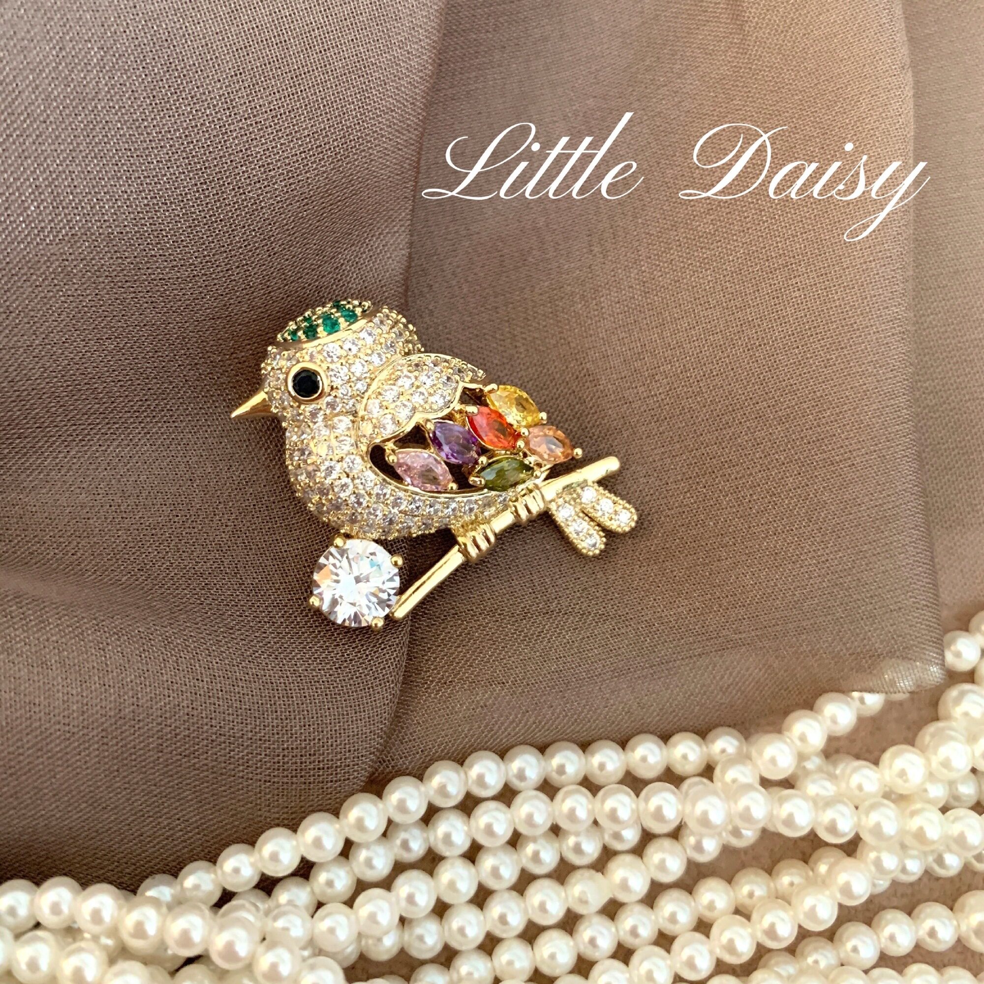 little daisy小胖鸟mini歌与春日 日系甜妹小巧胸针装饰彩钻小鸟