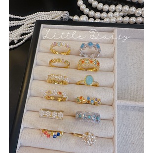 Little Daisy流浪人艺术家自由的旅途波西米亚彩钻松石色开口戒指