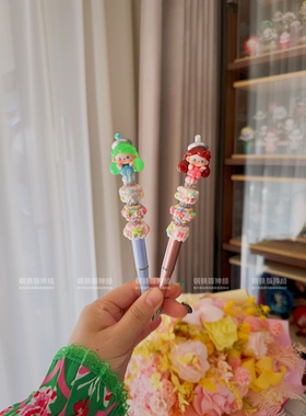 神经手作孤品 Miyoyo手绘重油奶油珠高颜值ins风少女心扭扭圆珠笔