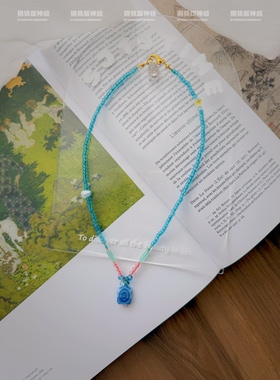 神经手作孤品 小众设计感手工串珠捷克琉璃海洋风项链ins风高级感