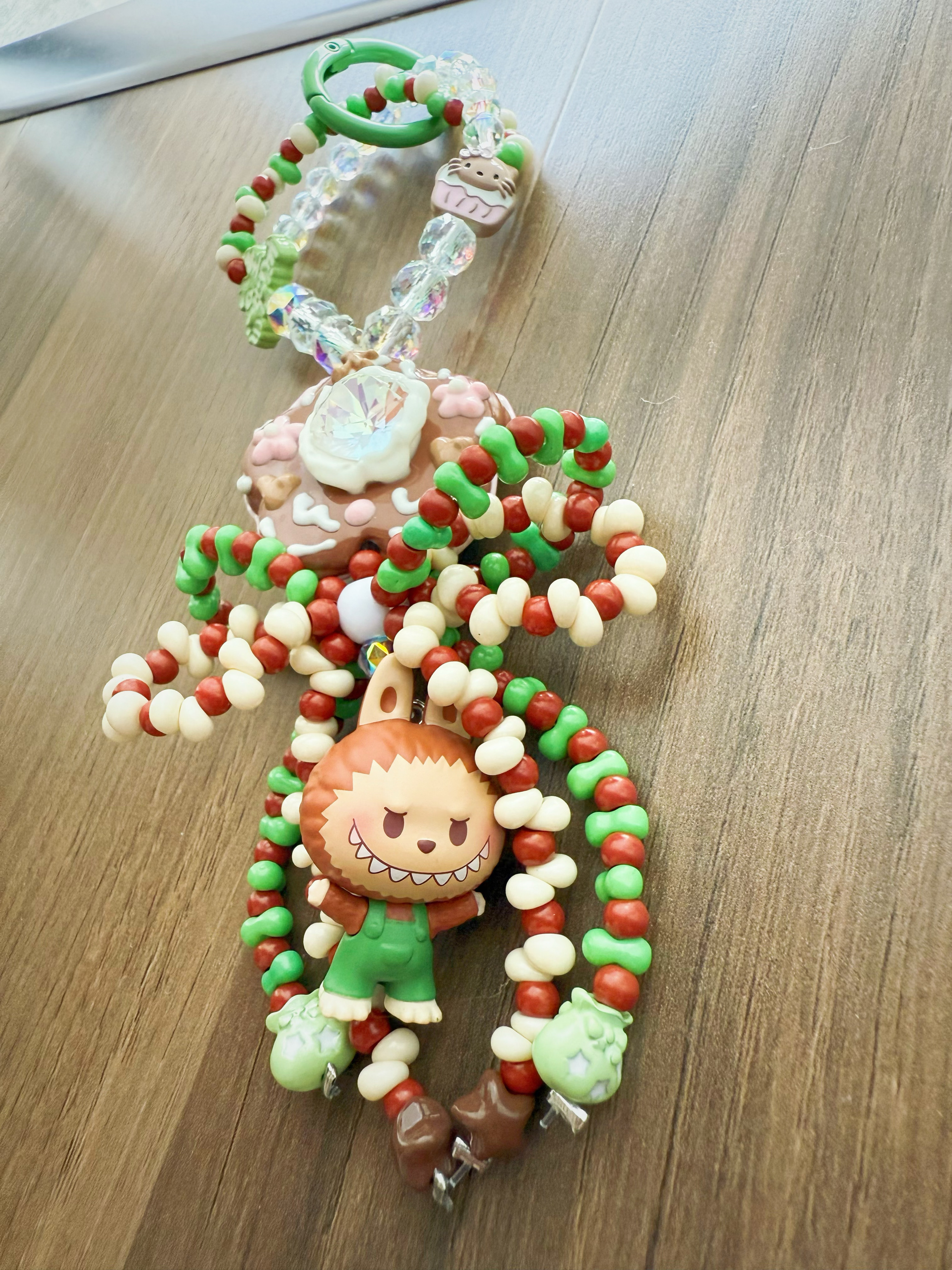 神经手作DIY孤品 ppmt抱抱系列萌粒手机链挂件labubu萌粒包挂绿色