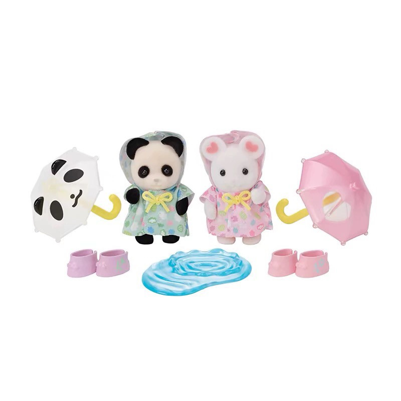 Sylvanian Families Baby Panda & Heart Mouse Rainy Day Set - Flocked Figures - Product image 4