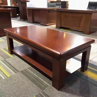 1.4米双层实木原木色茶几1.5米 0.6米浅胡桃木色茶几 橡木茶几F99