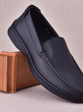 头层软牛皮男鞋一脚蹬休闲鞋四季软底豆豆鞋真皮男鞋透气驾车皮鞋