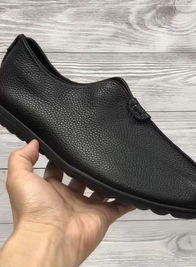 老北京布鞋男士皮鞋真皮透气皮鞋春秋中国风防滑老人鞋老头爸爸鞋