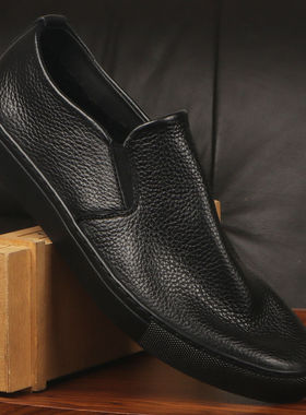 新款一脚蹬男鞋透气乐福鞋男士皮鞋百搭英伦商务休闲鞋男软底软皮