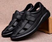 透气罗马凉鞋 2024夏季 真皮软面软底镂空洞洞鞋 沙滩皮凉鞋 新款 男士