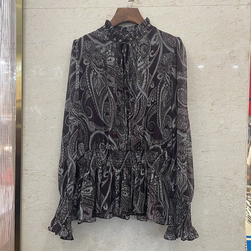 2026春季新款花瓣领长袖套头收腰显瘦时尚百搭减龄T恤衬衫5937女