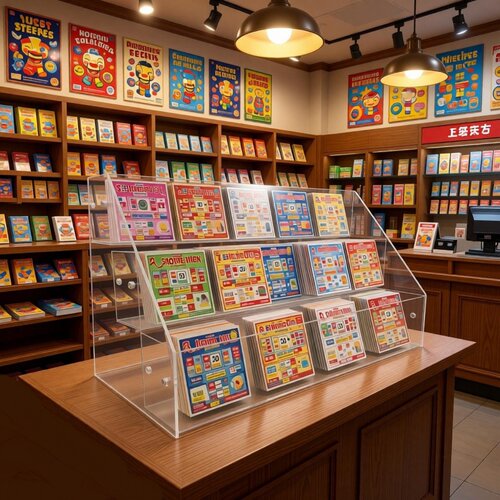阶梯形刮刮乐彩票展示架中奖展示