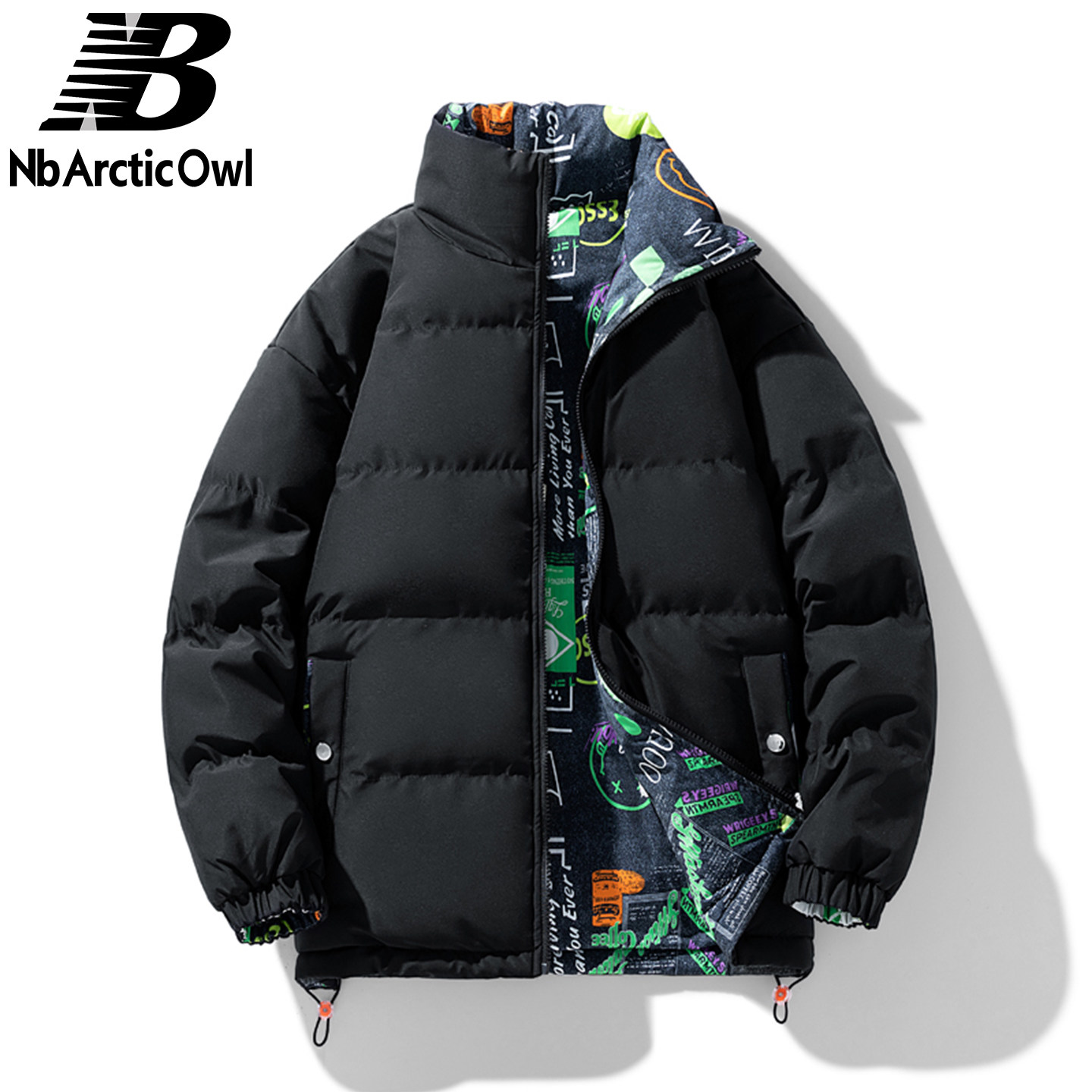 两面穿棉衣外套冬季港风潮牌面包服情侣款迷彩宽松立领羽绒棉服