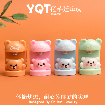 YQT可爱小熊咖啡机迷你食玩场景DIY树脂配件咖啡杯过家家玩具摆件