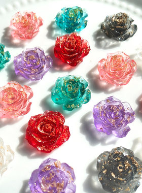满29.8米包邮金箔玫瑰花树脂配件18mm diy奶油胶手机壳装饰耳环