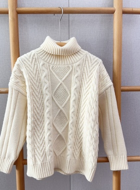 大E小e冬新款男女童高领复古毛衣中大童宽松加厚打底衣82573