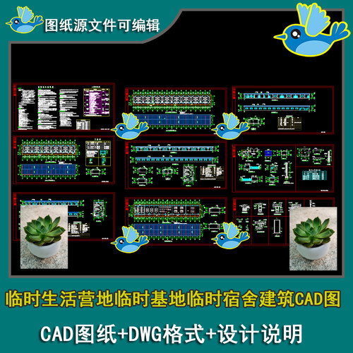 临时生活营地临时基地临时宿舍建筑平面布置图屋面排水图CAD图纸