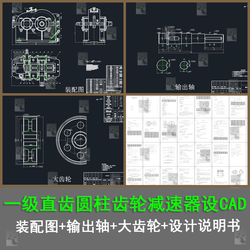 一级直齿圆柱齿轮减速器装配图输出轴大齿轮设计说明书和CAD图