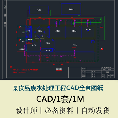 某食品废水处理工程图纸工艺流程高程图曝气系统平面图CAD图纸