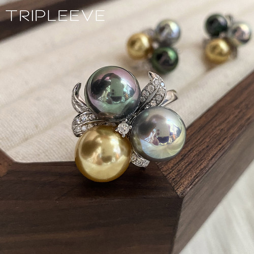 天然海水大溪地S925银镶嵌戒指