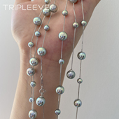 慵懒轻熟 高级灰珍珠满天星项链极光真多麻人造铂金灰伴彩s925银