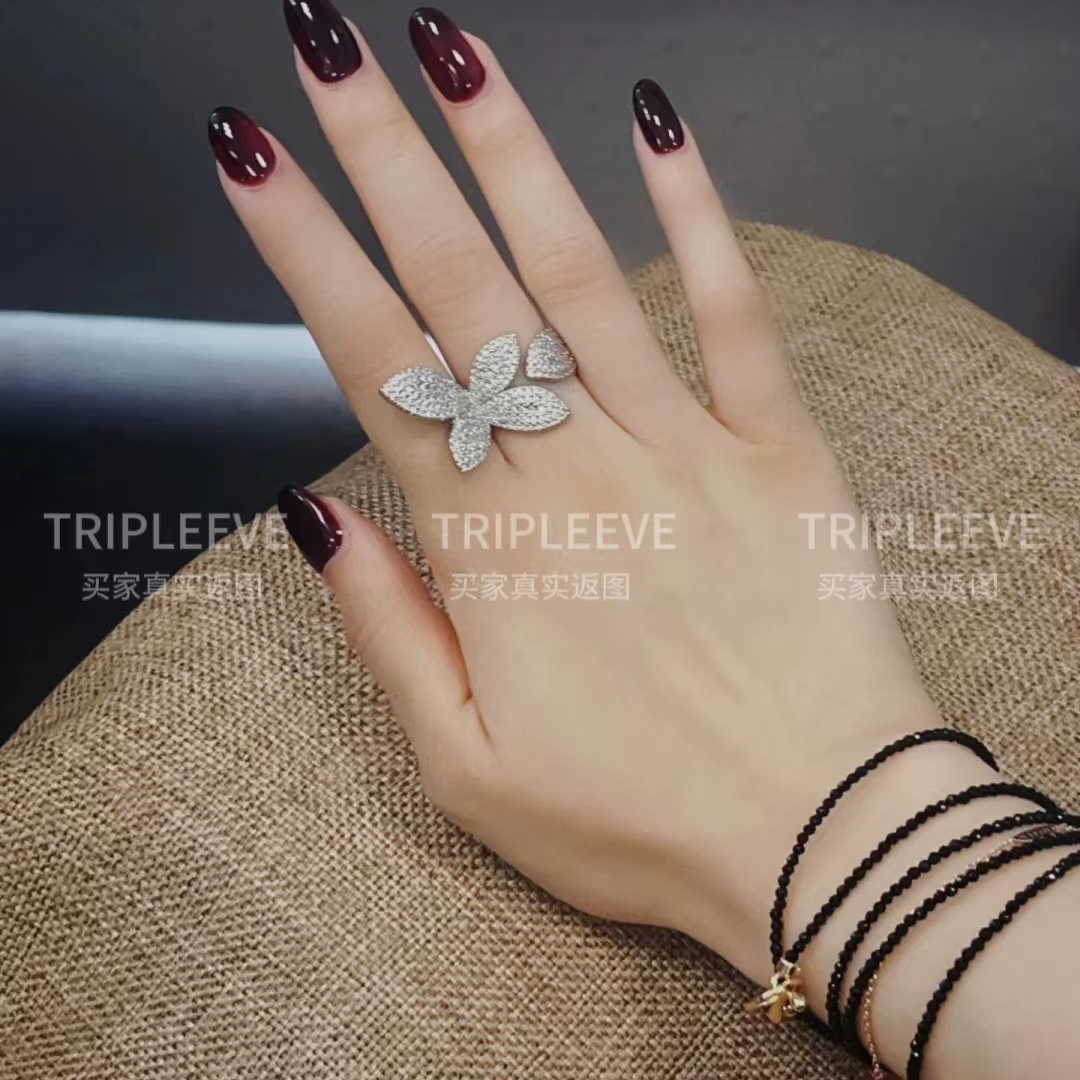 云卷云舒/手工微镶3A级轻奢重工豪镶开口戒指 小众高级两件包邮