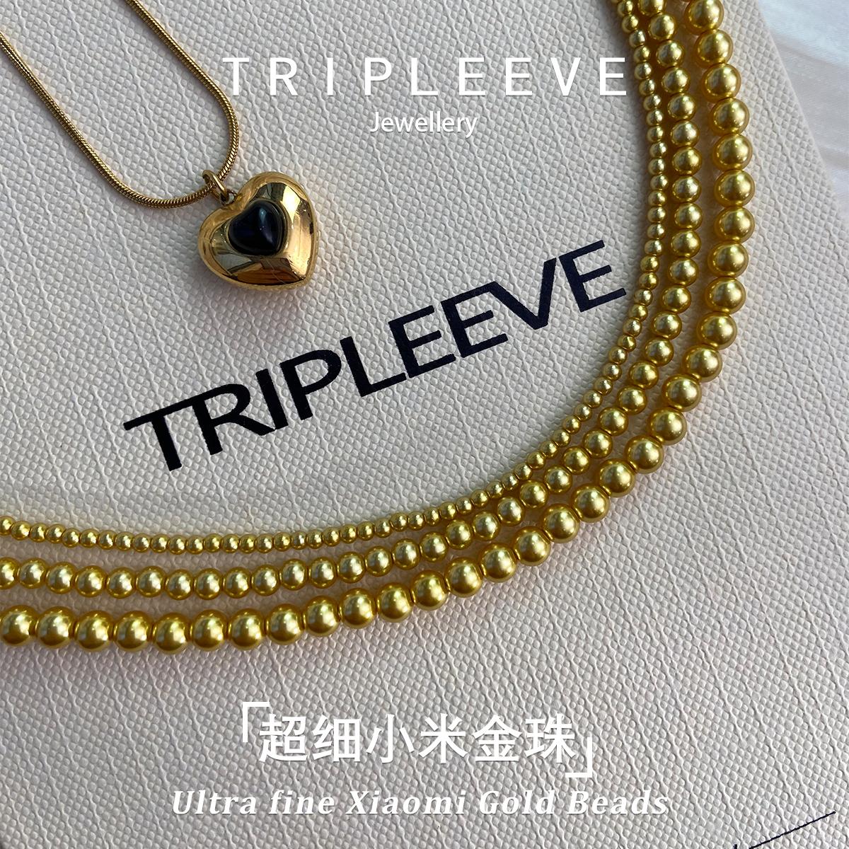 叠戴神器！2mm3mm4mm南洋金珠小米珠珍珠项链浓金正金施家296极细