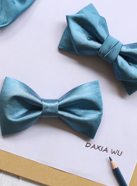 吴大侠湖蓝色领结煲呔蝴蝶结婚新郎伴郎婚礼西装衬衫敬酒宴会司仪