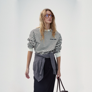 FRONTROWSHOP “Bon voyage”系列- “JE M'EN FOUS”条纹卫衣