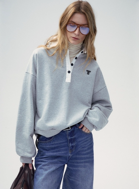 FRONTROWSHOP “Bon voyage”系列-“遇见女神”绣花Polo领卫衣
