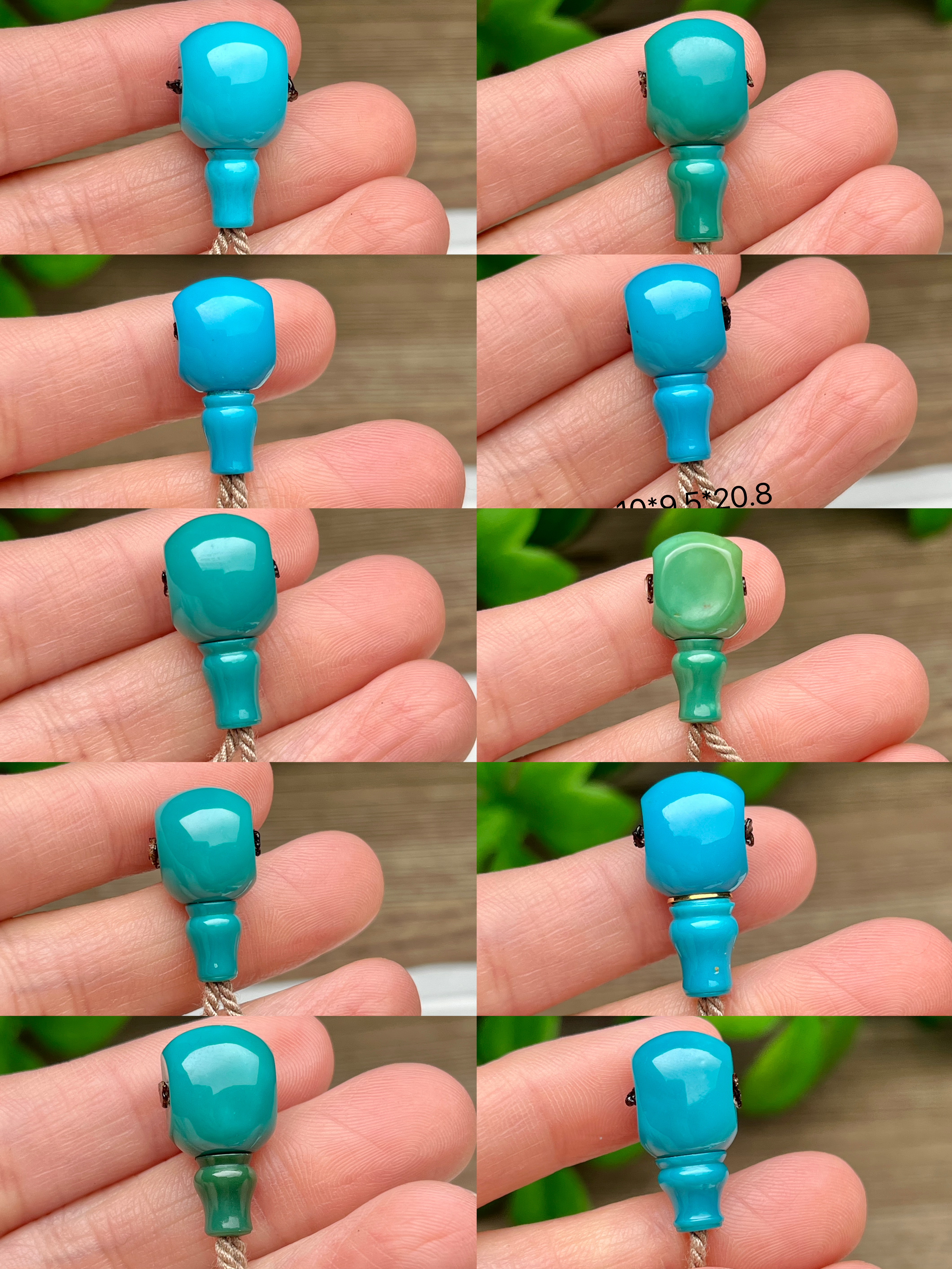 原矿绿松石高瓷精工蓝绿分体三通佛头diy星月菩提金刚手串沉香