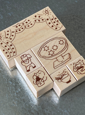 木质印章02/舞台 许愿池 吃 喝 拉 零食 /松木橡胶底