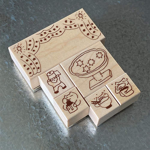 木质印章02/舞台 许愿池 吃 喝 拉 零食 /松木橡胶底