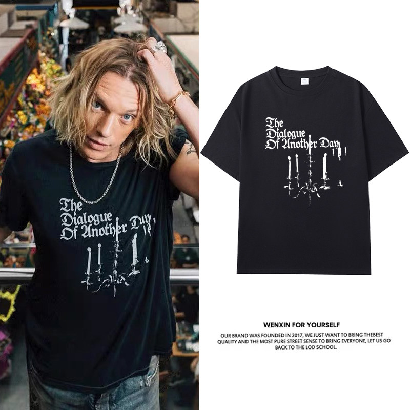 怪奇物语第五季杰米坎贝尔同款黑色纯棉短袖T恤夏季半袖上衣服潮