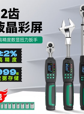 WITE可调数显彩屏扭力扳手预置高精度电子扭矩活头力矩公斤测试仪