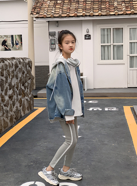 【痞帅】西西家女童2025秋新款百搭连帽牛仔外套儿童休闲上衣F75