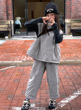 西西家女童2025秋冬新款潮流双拉链棉马甲儿童百搭外套JX99013