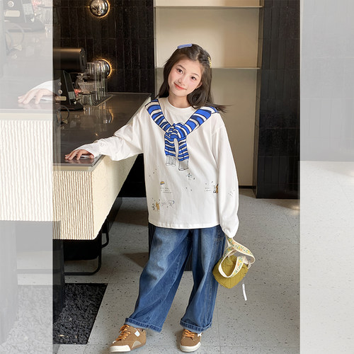 西西家女童2025秋季新款长袖T恤