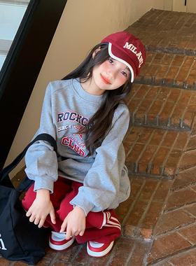 【灰常美式】西西家女童2026春款印花圆领卫衣儿童宽松上衣JX3228