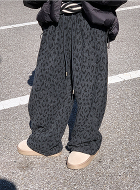 西西家女童2025冬新款加绒加厚豹纹裤儿童休闲百搭保暖裤JX58110