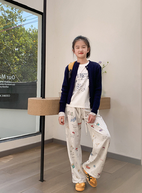 【MIU系】西西家女童2025秋麻花针织开衫休闲百搭上衣外套DF13901